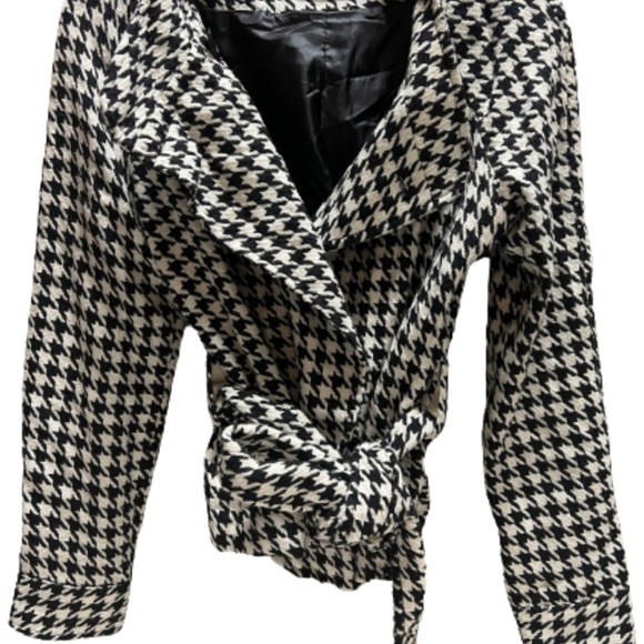 OPEN Front Belted Houndstooth Blazer Jacket - Picture 2 of 6